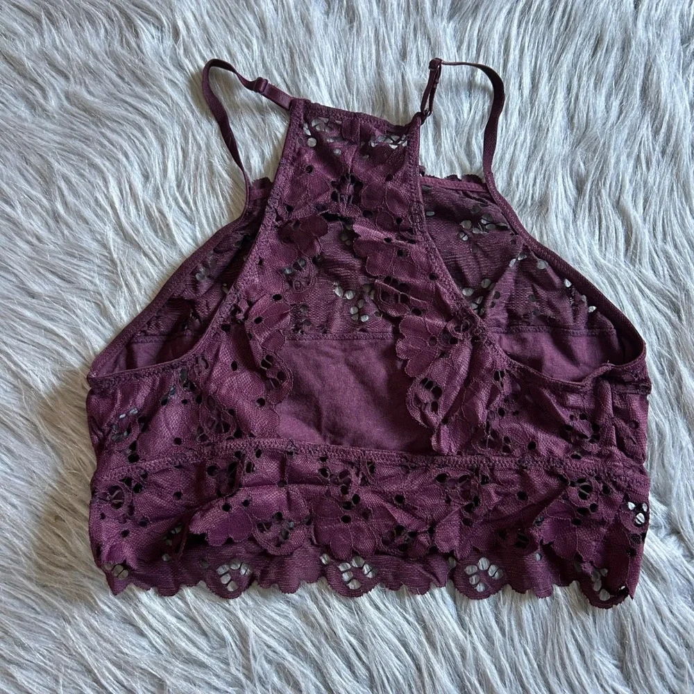 Aerie‎ Wireless Bralette Womens Size Medium Floral Lace High Neck Wirefree